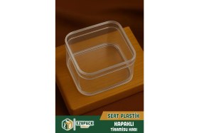 Resim 24'lü Kare Tiramisu Cup 280CC Mika Kase Plastik Şeffaf Kapaklı Sunum Kabı Tatlı & Meze ve Salata Kap 