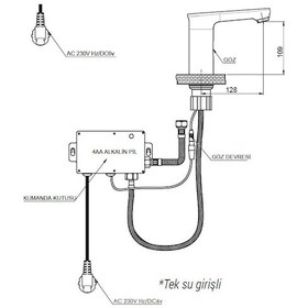 Resim Gpd Flb13-A-2 Tek Su Girişli Fotoselli Lavabo Bataryası Altın 