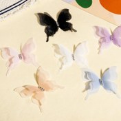 Resim 10 adet Çok Renkli Organze Kelebek Broşlar, Rhinestone ile, 5.2cmx5cm, Polyester El Yapımı El Sanatları Takı Elbise Aksesuarları ve Küpeler için 
