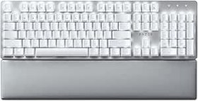 Resim Razer Pro Type Ultra - Maksimum Üretkenlik için Kablosuz Mekanik Klavye (Sarı Sessiz ve Doğrusal Klavye Anahtarları, Deri Bilek Dayanağı, Çoklu Cihaz Dongle, Bluetooth) ABD Düzeni | Beyaz 