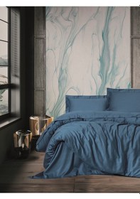 Resim Cotton Box Elegant Saten Tek Kişilik Nevresim Takımı Mavi 