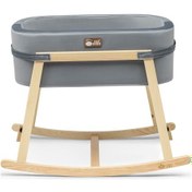 Resim Anne Yanı Beşik Hier Bebek Ahşap Natürel Stand Gri Sepet Gri 