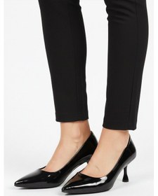 Resim Siyah Rugan Kadın İnce Kısa Topuklu Abiye Ayakkabı 695033 Z Siyah Rugan 