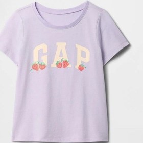 Resim Kız Bebek Gap Logo Grafikli T-shirt Lila-6000 Lila 