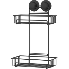 Resim Tekno-tel Vakumlu 2 Katlı Banyo Rafı Şampuanlık Banyo Düzenleyici Mat Siyah DM242 