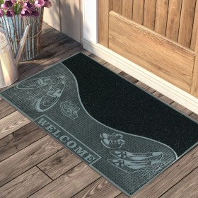 Resim My Floor Welcome Yazılı Ayakkabı Desenli Toz Tutma Özellikli Kauçuk Kap... 