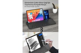 Resim Jolita Samsung Galaxy Tab S10 Fe 10.9'' Uyumlu Standlı Bluetooth Klavye Tablet Telefon Klavye+Koruyucu 