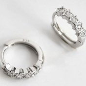 Resim Papatya Silver 925 Ayar Gümüş Rodyum Zirkon Taşlı Yarımtur Yıldız Halka Küpe 