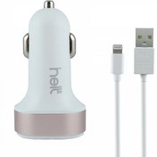 Resim Helt HT-17 2100 mA 2 Çıkışlı Araç Şarj Cihazı + Lightning Kablo 