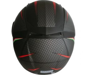 Resim Jekai Jk-21 902 Model Güneş Vizörlü Çenededen Açılır Kask - Gri/kırmızı Karbon Desenli - M 