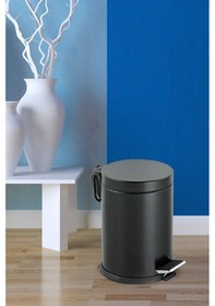 Resim Siyah Renkli Paslanmaz Koram Pedallı 3 Lt Çöp Kovası Siyah 