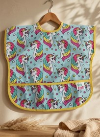 Resim Babydonat Stellar Unicorn Desenli Leke Tutmaz Sıvı Geçirmez Bebek Önlüğü - Kolsuz Yelek Tasarımlı Mama Önlüğü 