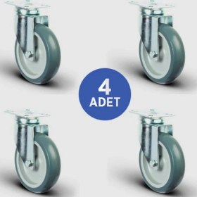 Resim Emes 2 Adet ER01MKT100 Döner Tablalı + 2 Adet ER01MKT100F Döner Tablalı Frenli Termoplastik Kauçuk Tekerlek ÇAP100 Taşıma Arabası Tekerlek Seti 2XER01MKT100+2XER01MKT100F 