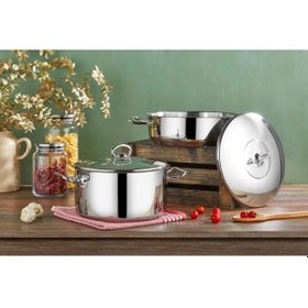 Resim Özkent Çamlıca Basık 26 Cm Çelik Tencere 4.2 Litre K206 Gümüş 