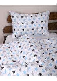 Resim Tek Kişilik Nevresim Seti Mavi Yıldızlı Çarşafsız 11 