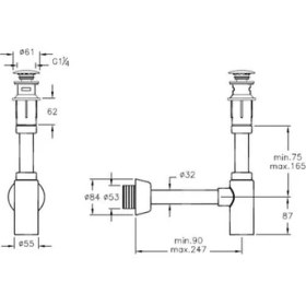 Resim Artema Lavabo Sifon Seti A45154 (T Tipi) Krom 