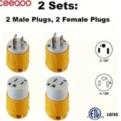 Resim Chuangyinshop Ceeaoo Amerikan Tipi 15a 125v Sarı 2 Takım Nema 5-15r Priz Ve Soket Seti Etl Onaylı 