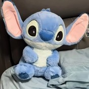 Resim Stitch Nakışlı Peluş Oyuncak - Büyük Gözlerle Mavi ve Beyaz Dolgulu Hayvan, Yumuşak Kabarık Kumaş, Mükemmel Doğum Günü Hediyesi, Araba Aksesuarları, Okul Odası Dekoru, Gençler İçin Arkadaş, Düğün, Cadılar Bayramı, Şükran Günü, Noel, Dolgulu Oyuncak, Özellikleri 