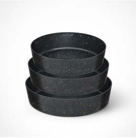 Resim ProBake Granit 3 Parça Fırın Tepsi Set 28-30-32 Cm Siyah Yapışmaz Alüminyum Granit 
