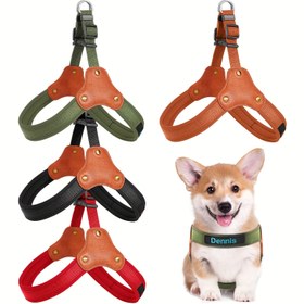 Resim Kişiselleştirilmiş Evcil Hayvan Tasma Köpek Tasmaları, Sırt Çantası Tarzı Y Şeklinde Göğüs Tasması, Kişiselleştirilebilir İsimli, Kırılmaz ve Patlamayan, Hafif, Kolay Giyimli, Dayanıklı, Ayarlanabilir Boyutlar (S, M, L), Küçük Köpekler, Orta Boy Köpekler ve Büyük Köpekler İçin 