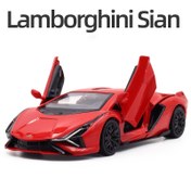 Resim MAKEDA Lamborghini Lightning Kırmızı Açılabilir Geri Çekme Süper Araba alaşım modeli metal Çocuk oyuncakları Halloween Noel hediyesi, En iyi Noel için 