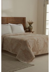 Resim Karaca Home Leafy Sea Müslin Çift Kişilik Tek Pike Bej Bej 