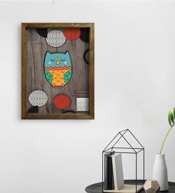 Resim Bk Home Baykuş Tasarımlı Doğal Masif Ahşap Çerçeveli Tablo 45X65C (551089939) 