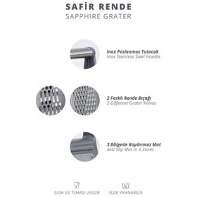 Resim FREECOOK Paslanmaz Çelik Siyah Safir Üçgen Rende 