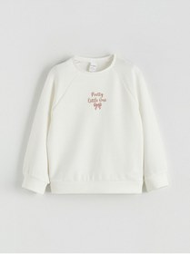 Resim LC Waikiki Ekru Baskılı Kız Çocuk Soft Touch Sweatshirt ve Eşofman Altı 