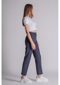 Resim Braccas Kadın Yandan Cepli Fermuar Ve Agraf Kapamalı Slim Fit Pantolon Lacivert Lacivert 