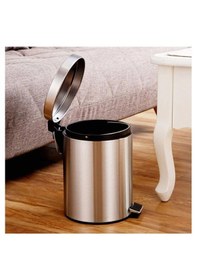 Resim 5 Lt Vintage Paslanmaz Pedallı Çöp Kovası Metalik Gri 