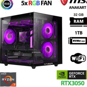 Resim Xaser Cube X10 Ryzen 7 5700X 32GB Ram 1tb M.2 Nvme SSD RTX3050 Masaüstü Oyuncu Bilgisayarı 