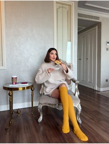 Resim LAGRANZE Cozy Line Premium Kadın Diz Üstü Jakarlı Çorap 