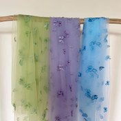 Resim Kelebek Nakışlı Şeffaf File Kumaş Metre Başına - %100 Polyester DIY Dantel Malzeme Giysi ve Ev Dekorasyonu İçin, Sadece Elde Yıkama, Çeşitli Renkler (Parlak Pembe, Mor, Yeşil, Mavi) 