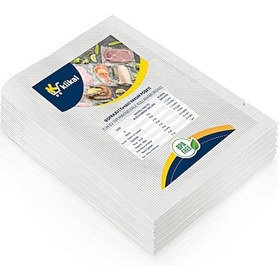 Resim Klikal Gofrajlı Tırtıklı Çok Katmanlı Vakum Poşeti -Torbası 50 Adet - 18 x 23 CM 