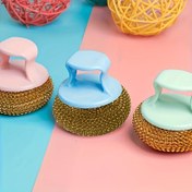 Resim 1 Adet Paslanmaz Çelik Temizlik Fırçası Ergonomik Saplı - Tencereler, Tavalar, Mutfak, Banyo ve Dış Mekan Kullanımı İçin Yeniden Kullanılabilir Ovma Topu - Dayanıklı Plastik & Metal Kıllar, Elektriksiz, Çok Amaçlı Ovma Topu | Etkili Temizlik | Paslanmaz Çelik Kıllar, Temizlik Araçları 