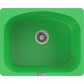 Resim POLEX Cristalüx Granit Evye P-OL60 Yeşil Tezgah Altı Ve Tezgah Üstü Kare Mutfak Evyesi 60x49,5cm 