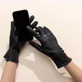 Resim 1 Çift Kadın Yapay PU Deri Eldiven, Dokunmatik Ekran Uyumlu Rüzgara Dayanıklı Kaliteli Sıcak Şık Outdoor Araç Sürmek Bisiklet Stili 