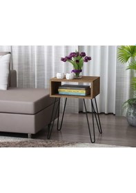 Resim Dekorister Tuana Metal Ayaklı Yan Sehpa Ceviz 