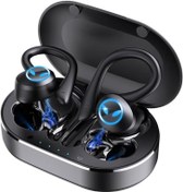 Resim Bluetooths Kulaklıklar, Q23 PRO Kablosuz Kulaklıklar BT 5.1 Mic Ile Suya Dayanıklı Gürültü Önleyici Kulaklık Kulak Kancası, Spor Seyahatleri Için İdeal (Siyah) 