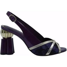 Resim Poletto Hakiki Deri /tekstil Altın-mor Sandalet Topuklu 380 13-524 Altın 