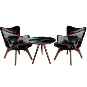 Resim ReHome Artemis Fiskos Tekli Koltuk Seti - Siyah - Krem 