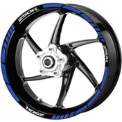 Resim Deeb Motosiklet Jant Şeridi Universal Racing Mavi Beyaz Model X 