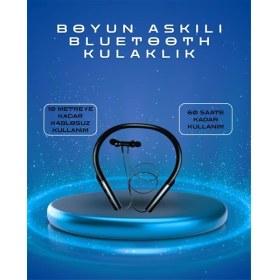 Resim Polygold PG-100 Type-C Şarjlı Bluetooth Kulaklık - Boyun Askılı Uzun Pil Ömürlü Mikrofonlu 