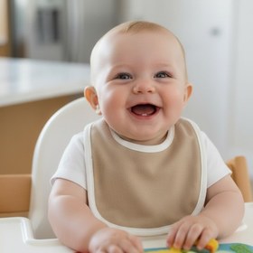 Resim runbaby Polarlı Sıvıya Dayanıklı İki kademeli Çıtçıtlı Bebek Mama Önlüğü ( 0-3 AY ) 