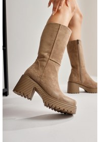 Resim Roseann Vizon Süet Kalın Tabanlı Platformlu Uzun Bot 001 