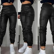 Resim Kadınların Yüksek Bel Jogger Pantolonları - Dar Kesim, Elastik Bel Bandı, Siyah, Cep Detaylı, Makine Yıkanabilir, Tüm Mevsimler İçin Rahat 