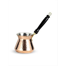 Resim Ahşap Sap Kalın Dövme Topak Bakır Cezve 225 Ml 