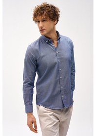 Resim Erkek Lacivert Dynamıc Fıt Düğmeli Yaka Gömlek-16291 Lacivert 