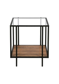 Resim Adeline Siyah Metal Cam&ahşap Yan Sehpa 